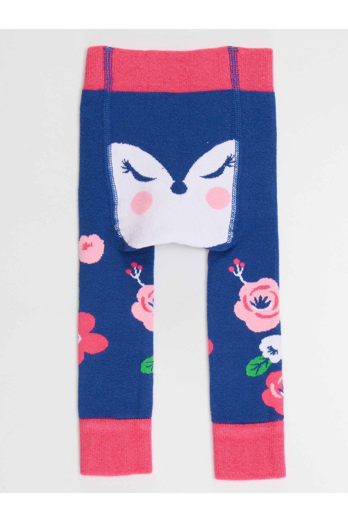 Denokids-Fox Baby Girl Navy Blue Pink Tights-Pants 2