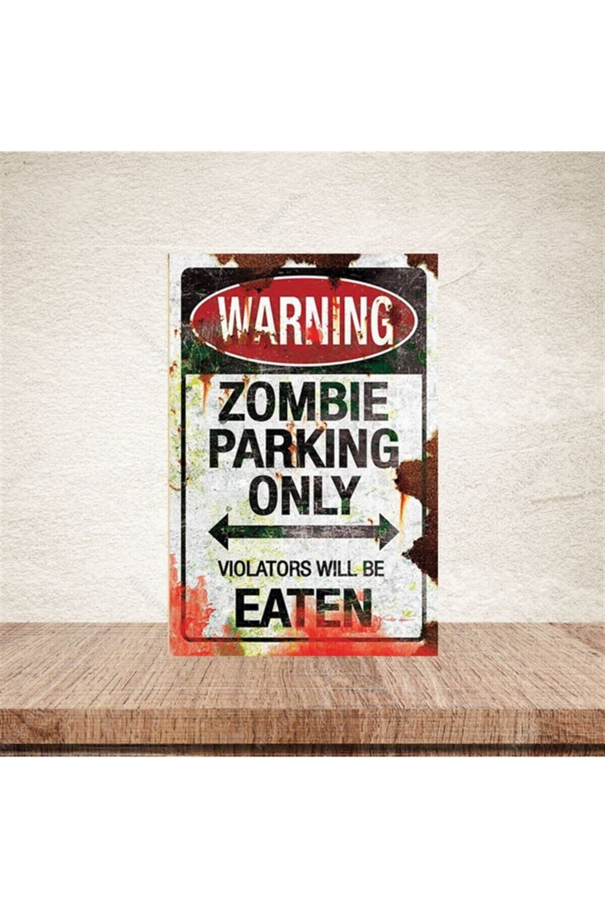 TAKIFİX Zombi Parking Only 20-30 cm Retro Ahşap Poster
