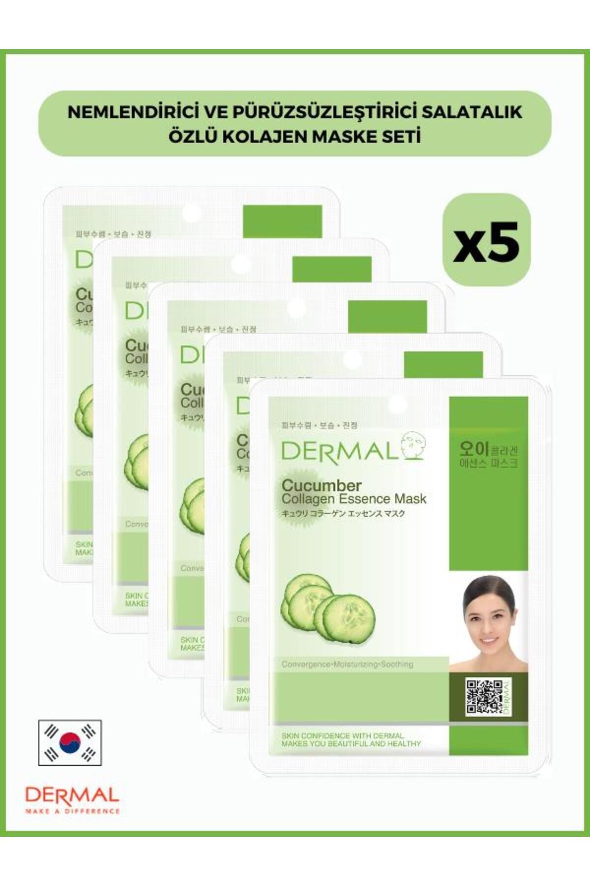 Dermal-Moisturizing and Smoothing Collagen Mask - Cucumber Extract, 23 Gr, 5 Pieces 1