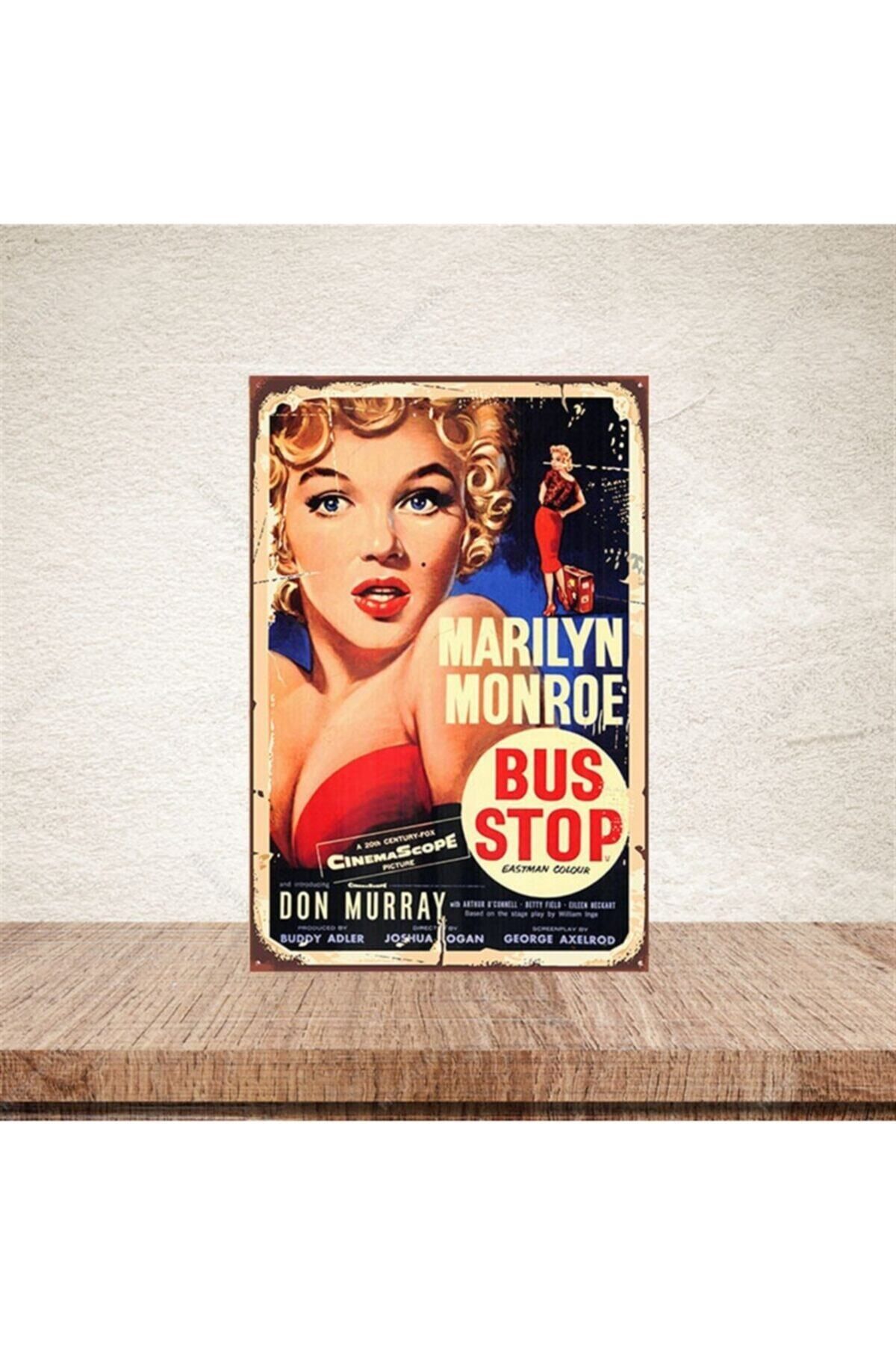 TAKIFİX Marilyn Monroe Bus Stop Retro Ahşap Poster 20-30 cm