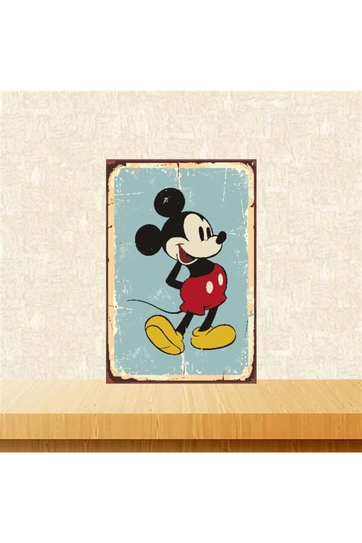 TAKIFİX Mickey Mouse Retro Ahşap Poster 20-30 Cm