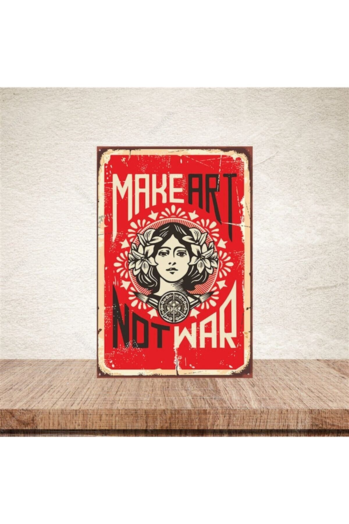 TAKIFİX Make Art Not War 20-30 Cm Retro Ahşap Poster