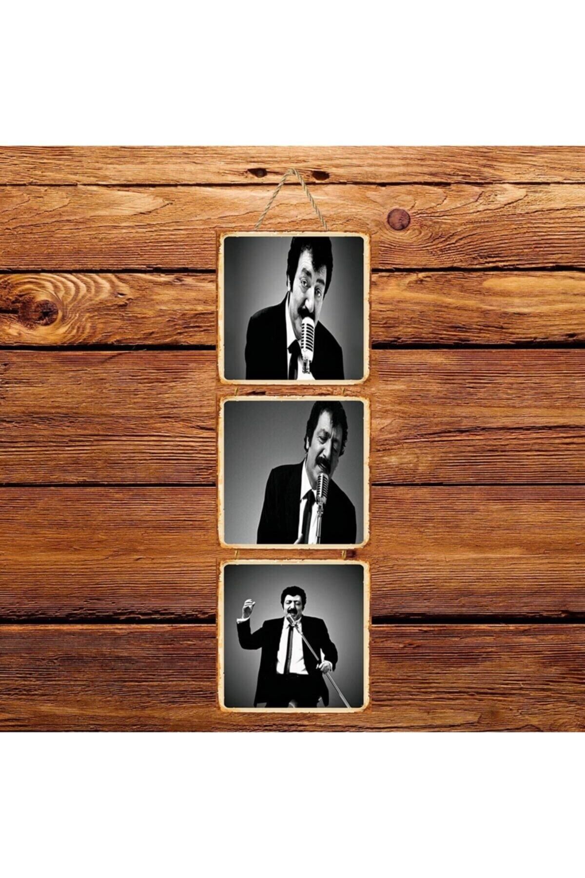 TAKIFİX Müslüm Gürses Üçlü Retro Ahşap Poster