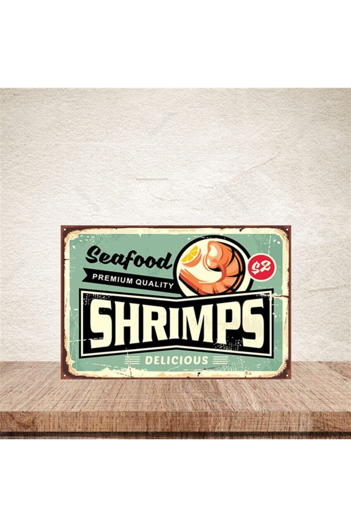 TAKIFİX Shrimps 20-30 cm Retro Ahşap Poster