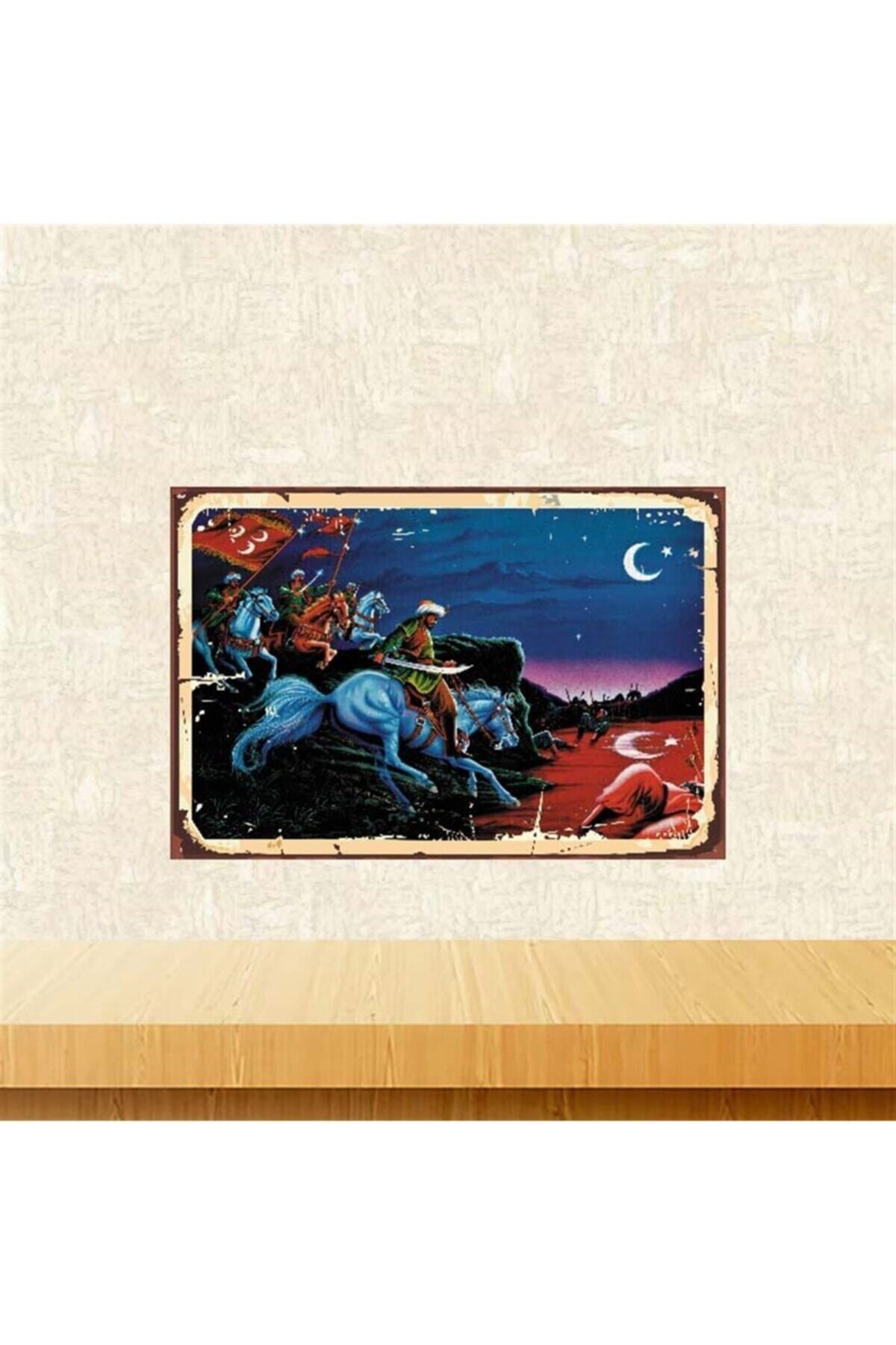 TAKIFİX Türk Bayrağının Doğuşu 20-30 cm Retro Ahşap Poster