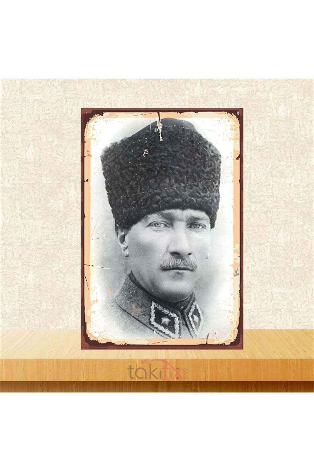 TAKIFİX M.Kemal Atatürk 20-30 cm Retro Ahşap Poster