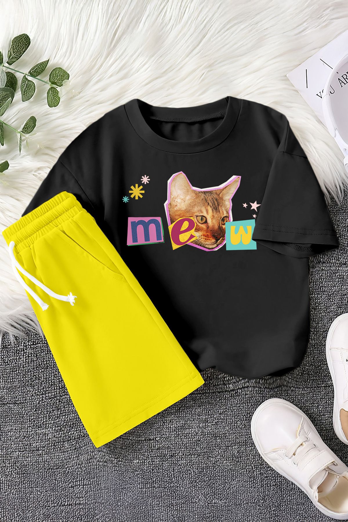 MYADA Set Pentru Copii Din 2 Piese Cu Imprimeu Premium Meow 23396 Unisex - 9–10 years