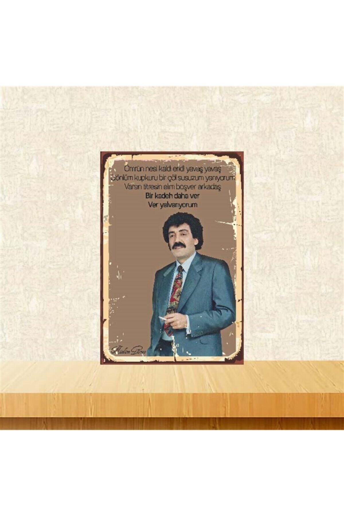 TAKIFİX Müslüm Gürses Bir Kadeh Daha Ver Retro Ahşap Poster