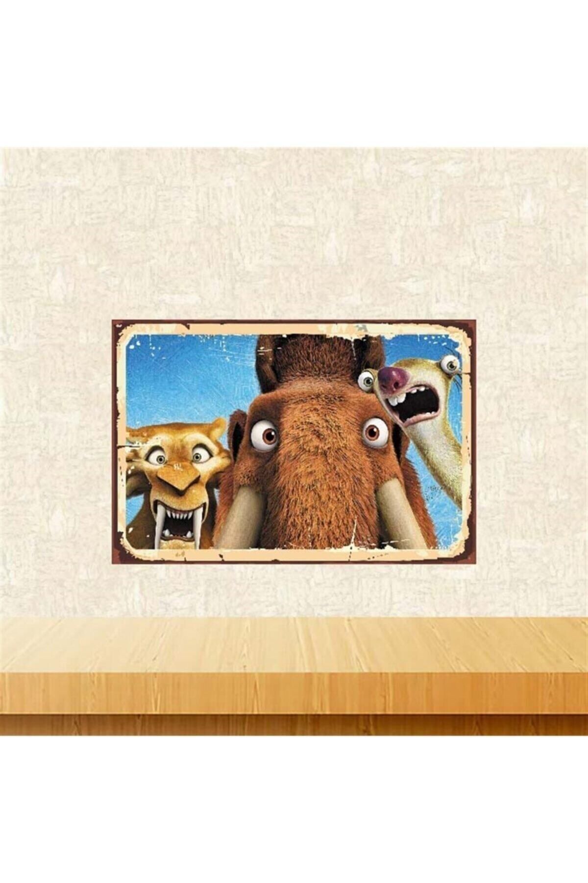 TAKIFİX Buz Devri 20-30 Cm Retro Ahşap Poster Tkfx3943