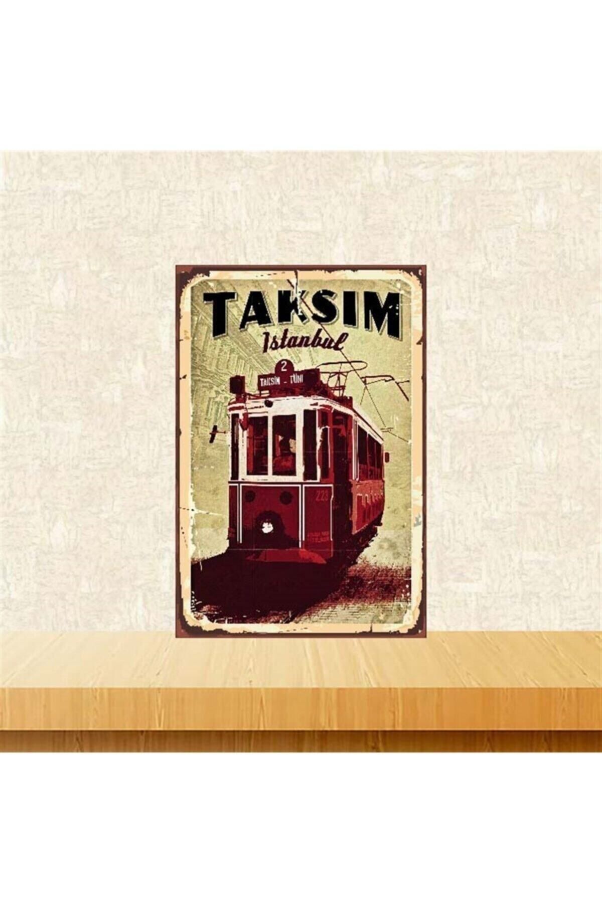 TAKIFİX Taksim Istanbul 20-30 Cm Retro Ahşap Poster