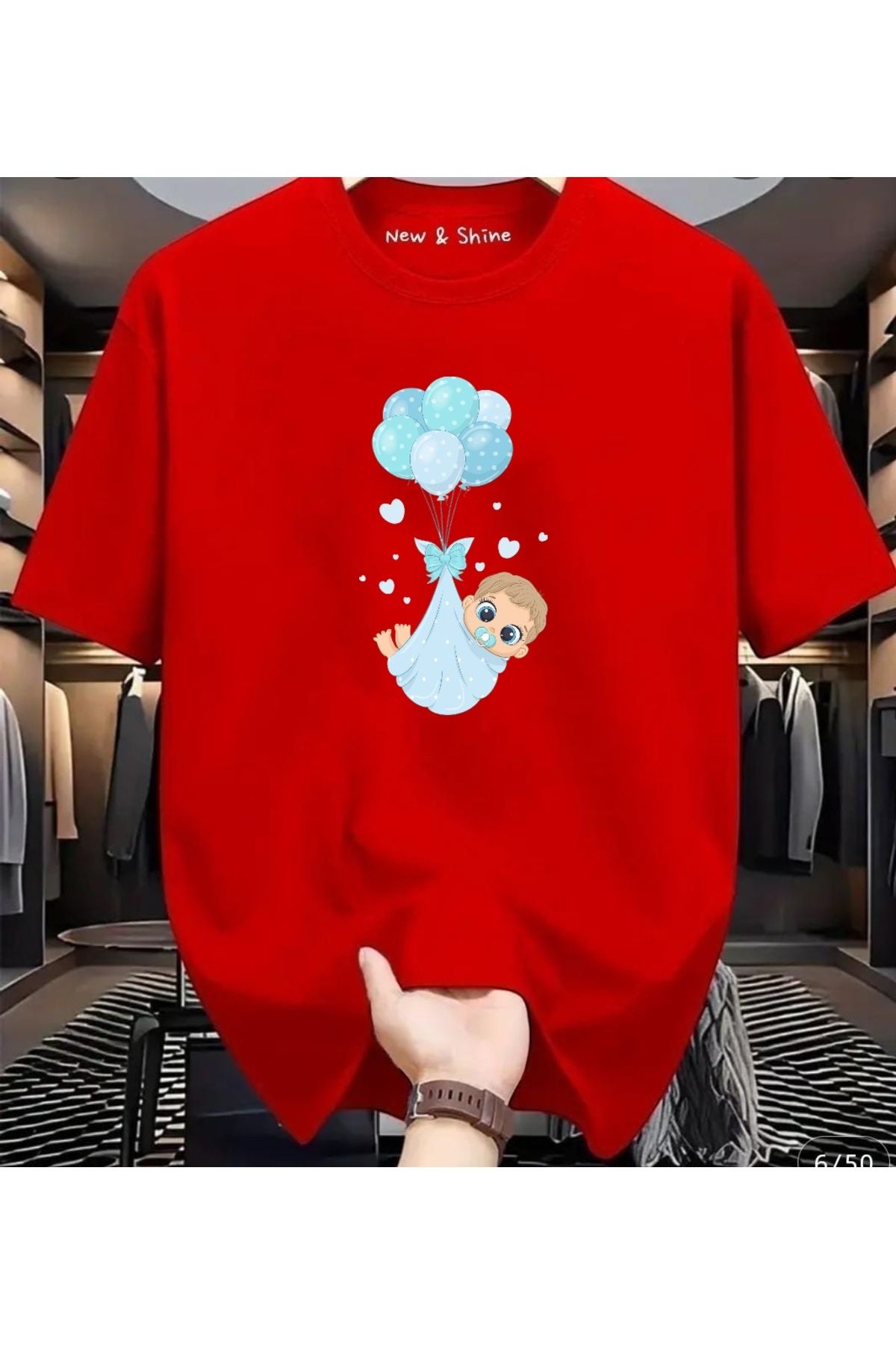 New Shine Erkek Bebek Baskılı Büyük Beden Oversize T-Shirt