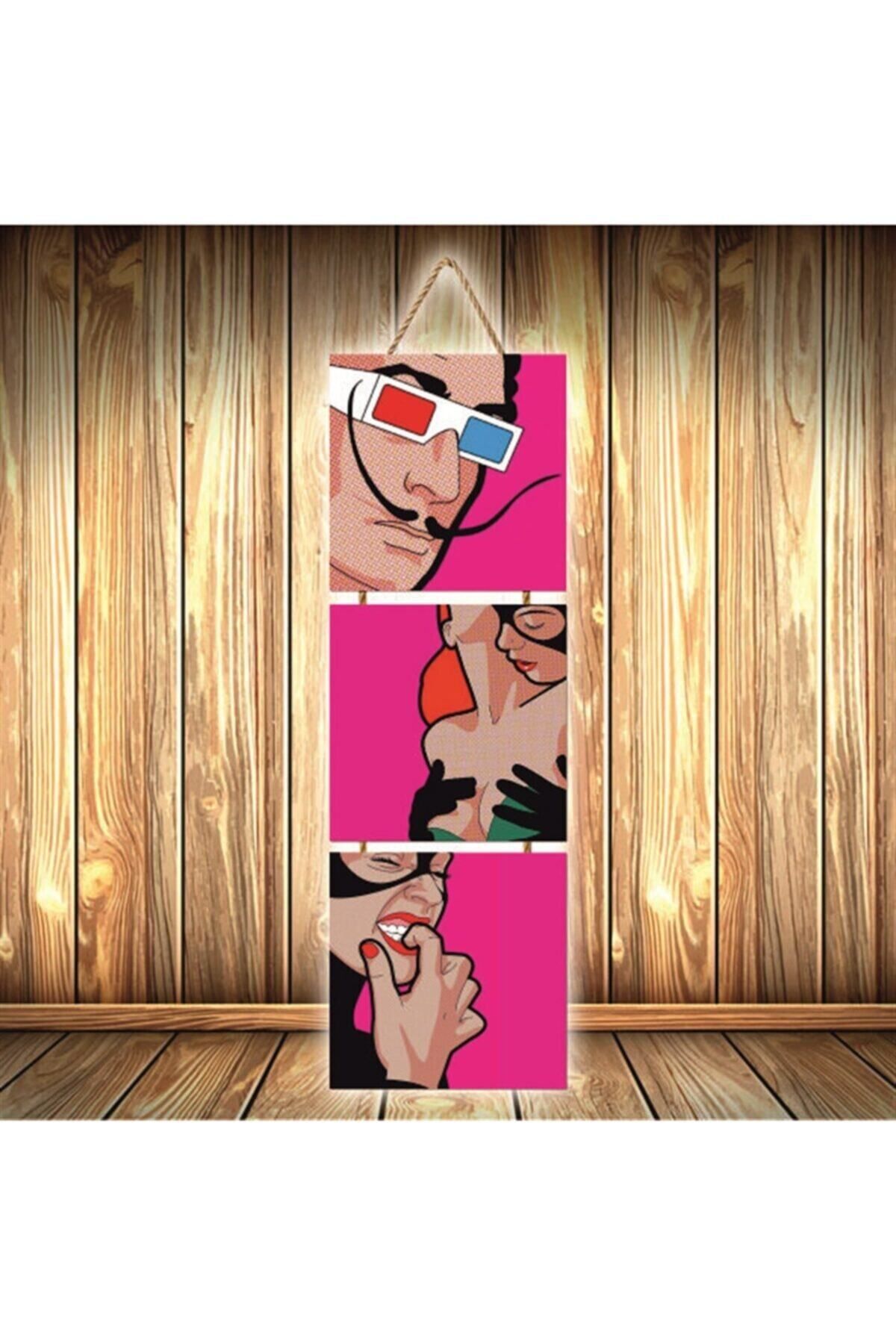 TAKIFİX Tasarımlı Üçlü Retro Ahşap Poster Ü303
