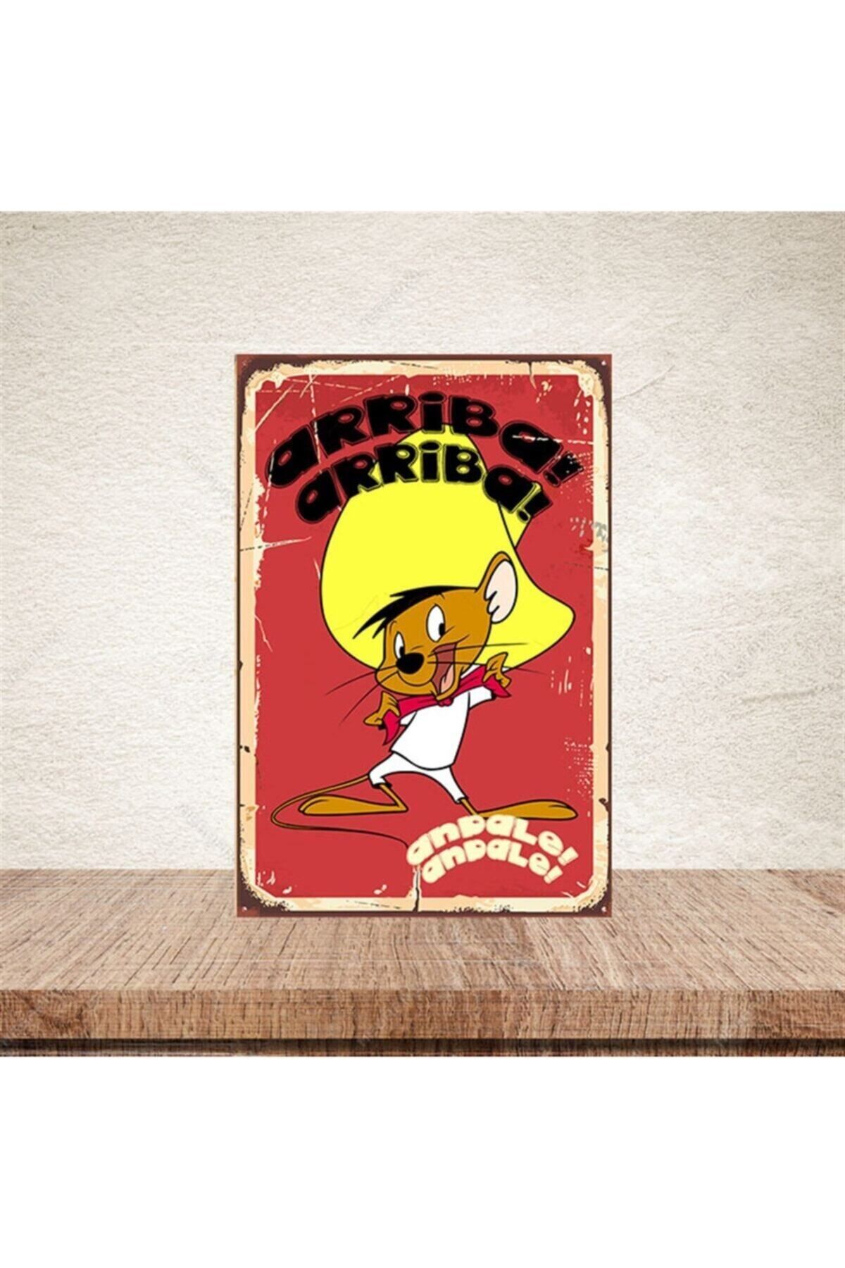 TAKIFİX Arriba Arriba Baskılı Retro Ahşap Poster 20-30 cm