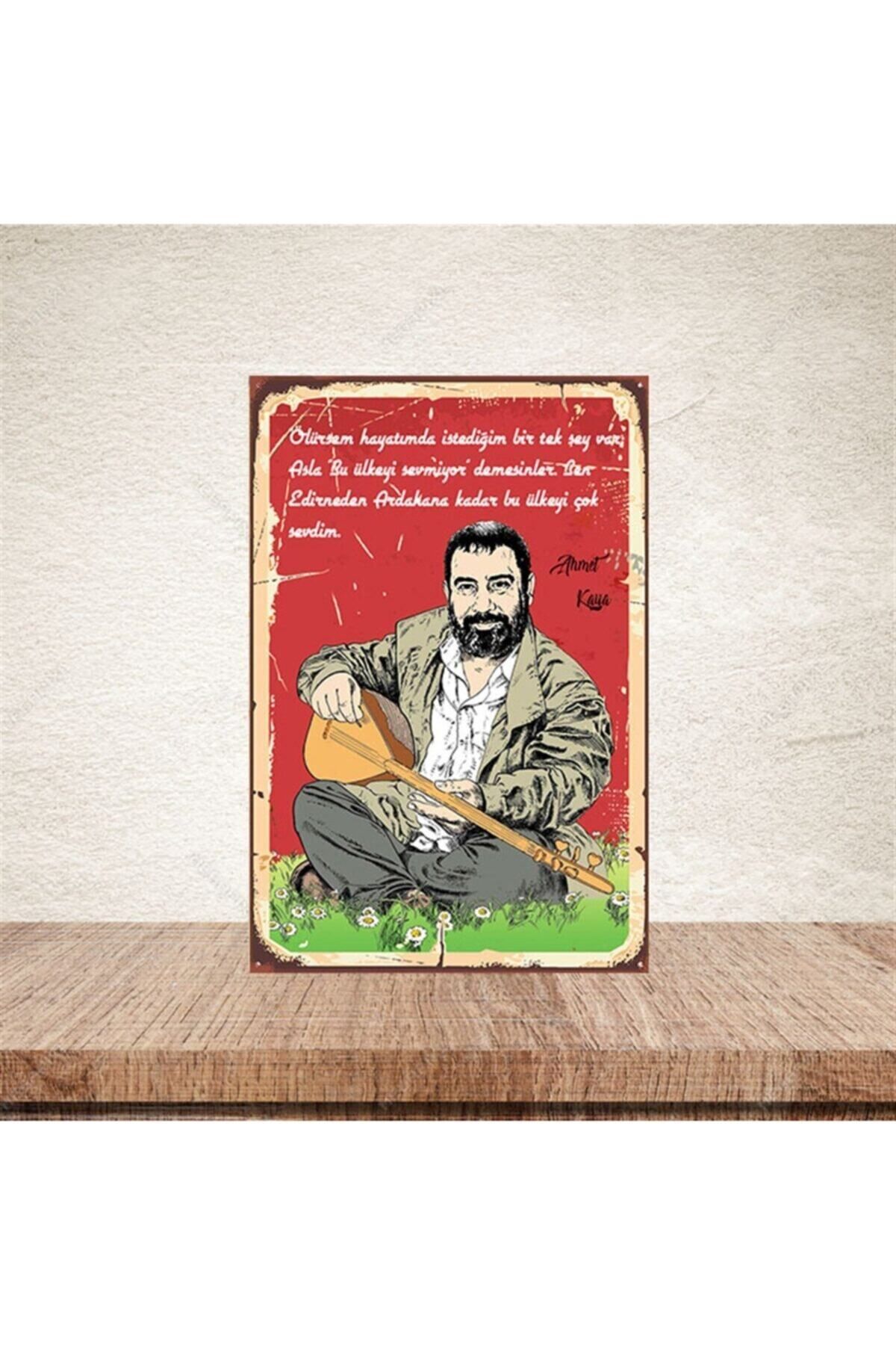 TAKIFİX Ahmet Kaya 20-30 Cm Retro Ahşap Poster