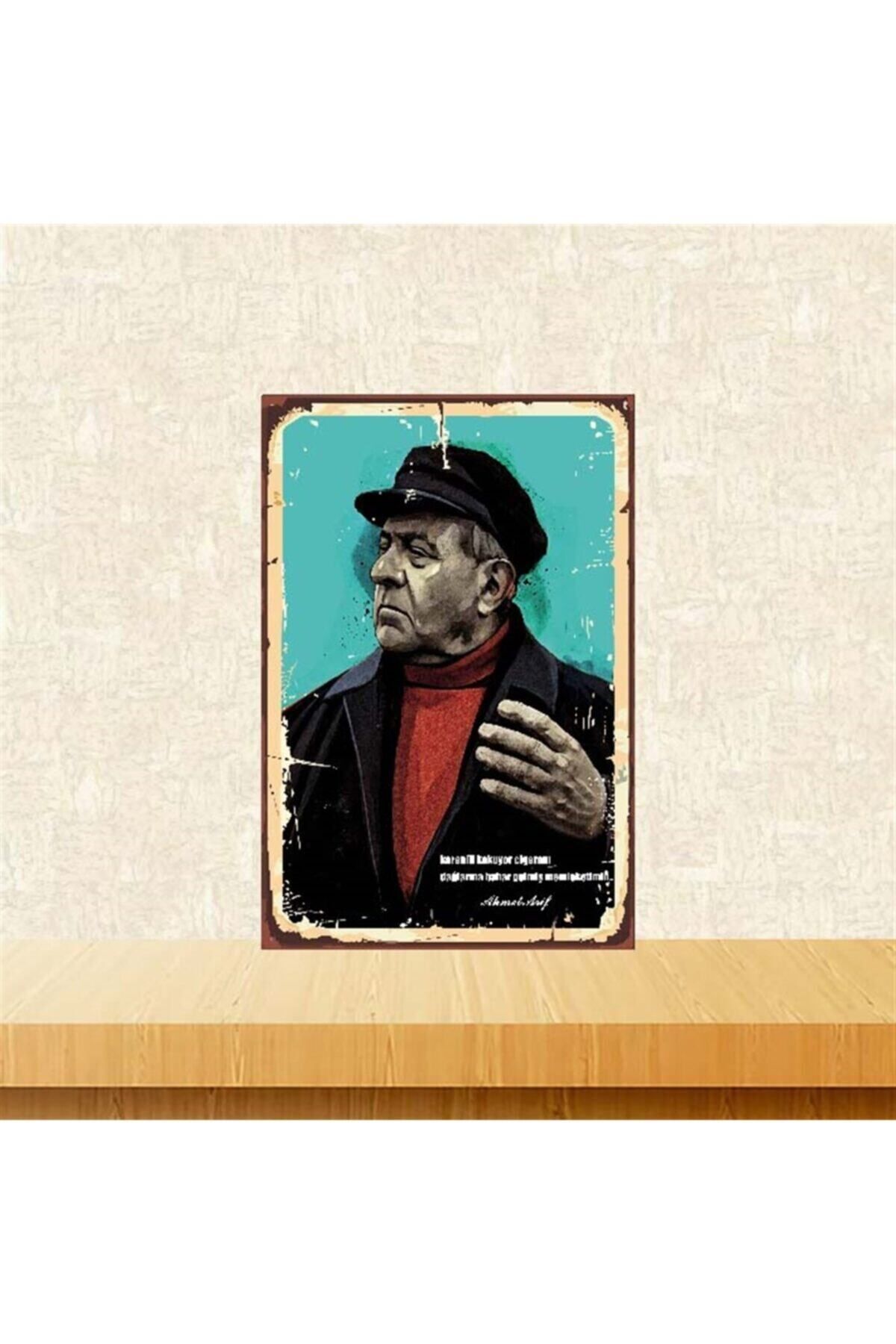 TAKIFİX Dağlarına Bahar Gelmiş Memleketimin Ahmet Arif 20-30 Cm Retro Ahşap Poster
