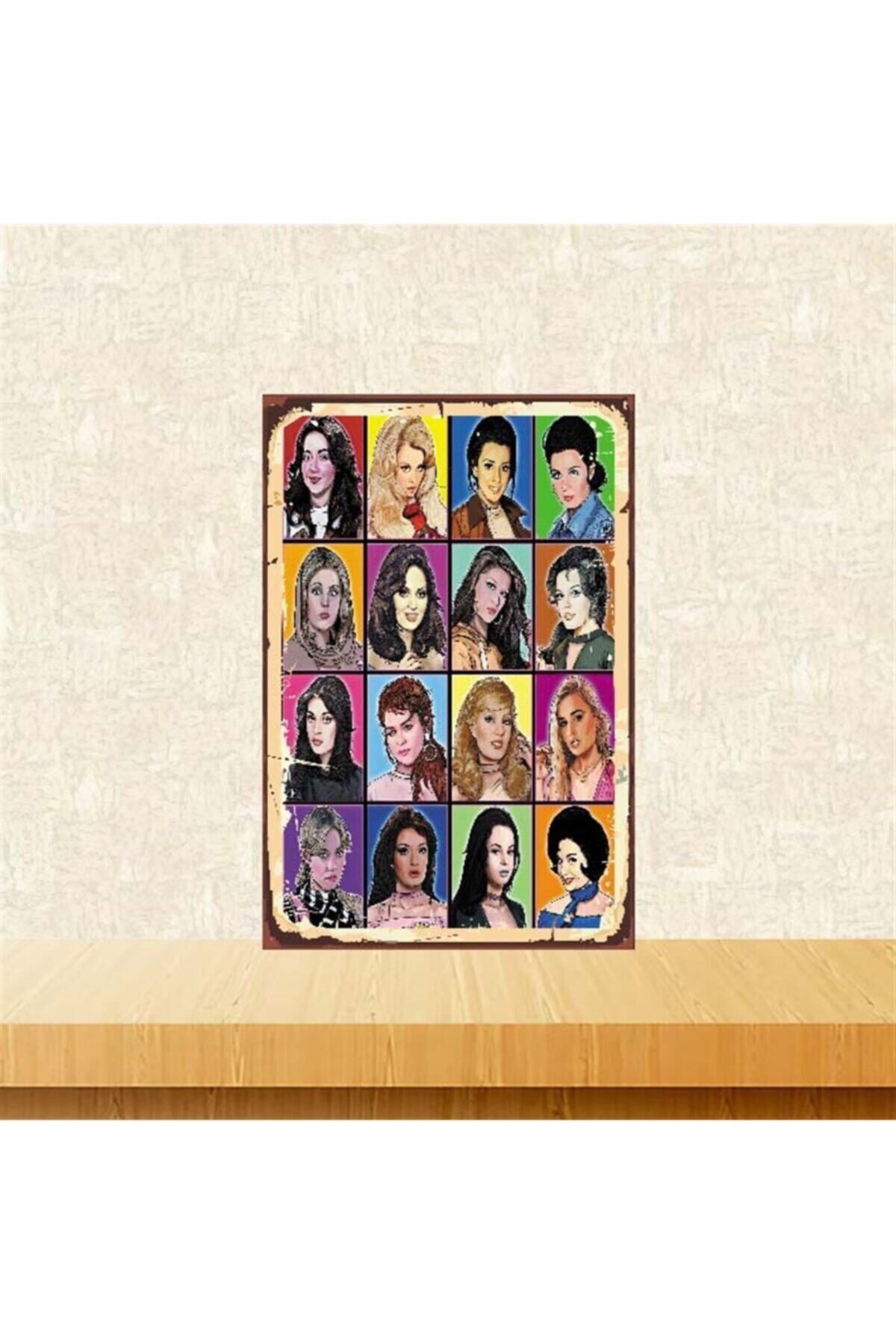 TAKIFİX Yeşilçamın Kadınları 20-30 cm Retro Ahşap Poster Tkfx4065