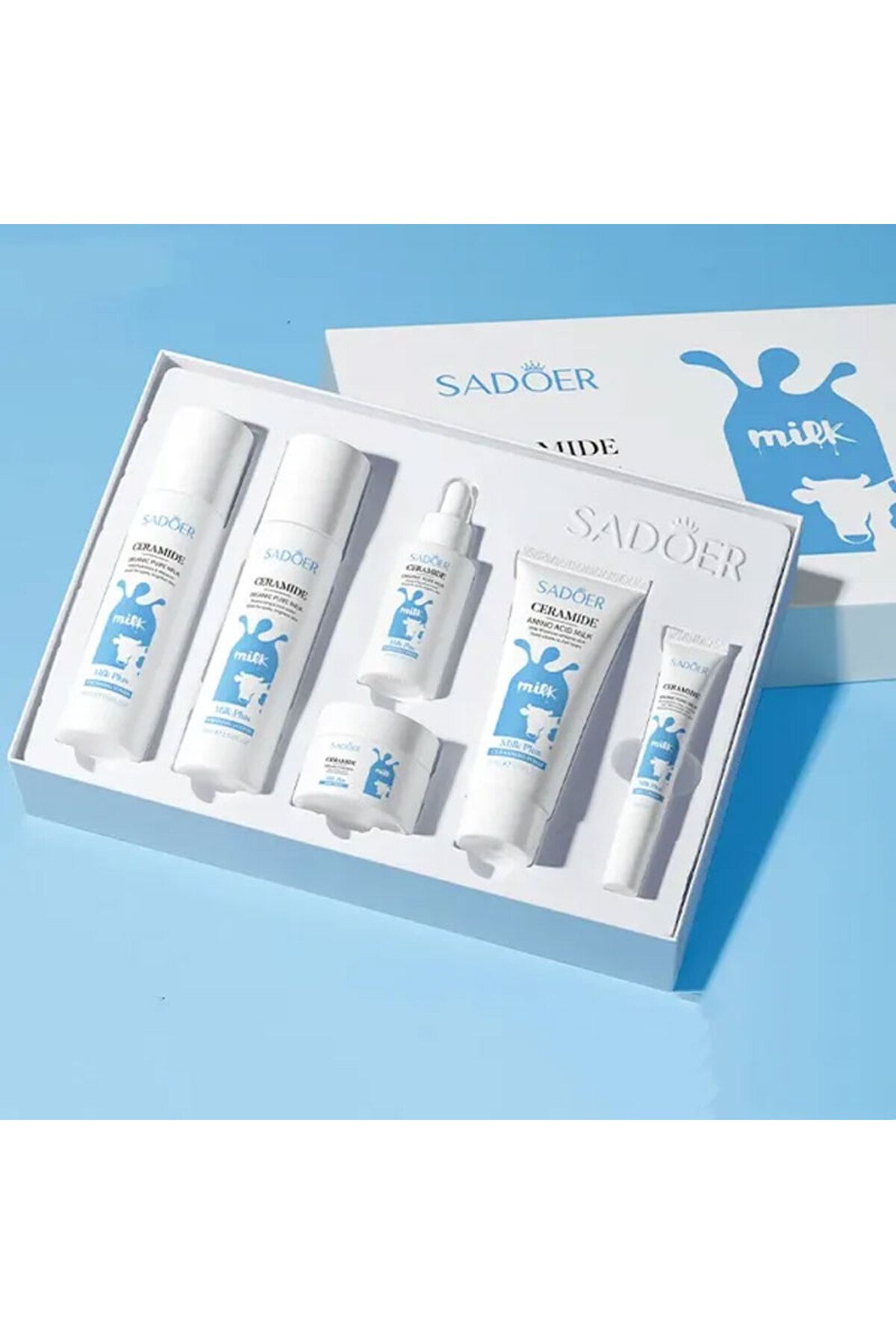 SADOER-6 Pieces Gift Box Set Ceramide Whitening Moisturizing Organic Pure Milk Nourish Beauty Skin 6