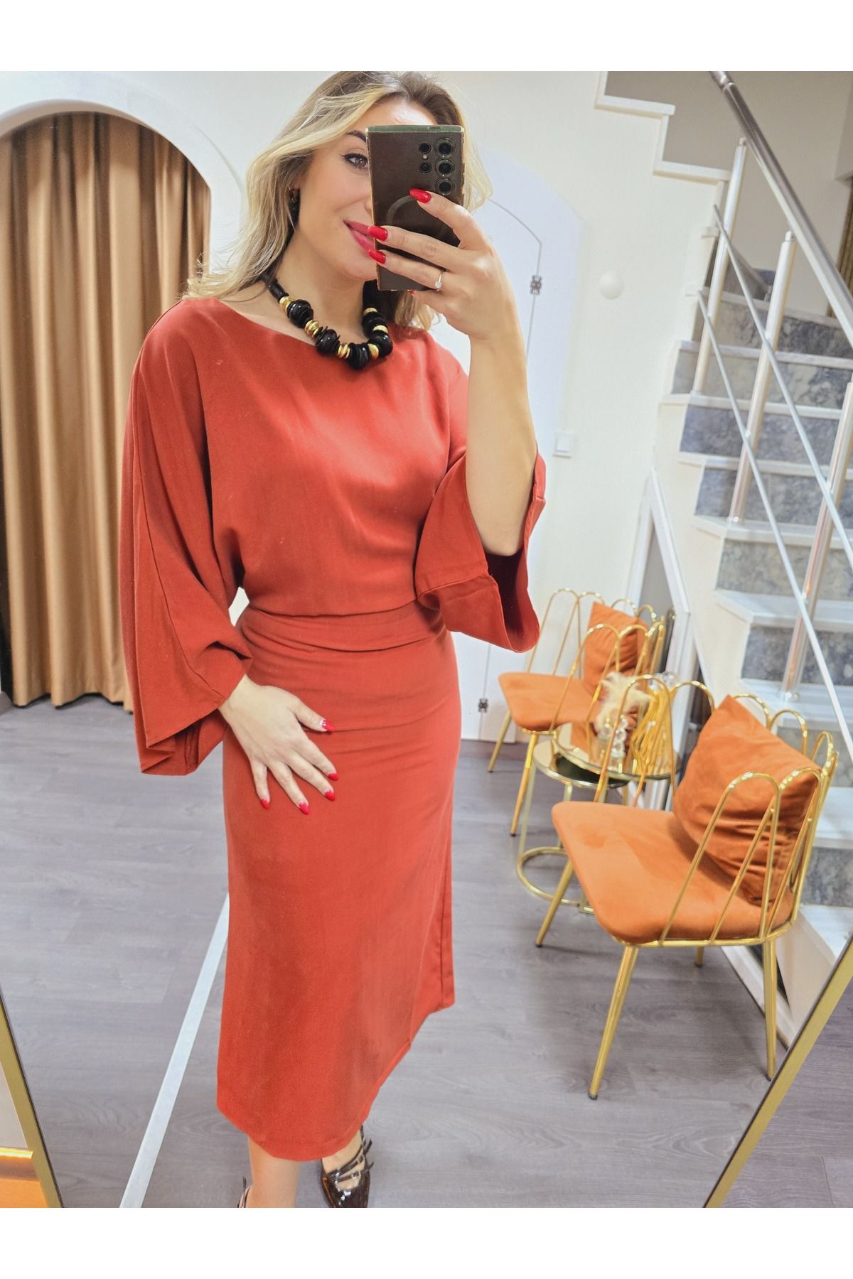 Butik KİREMİT RENGİ ELBİSE