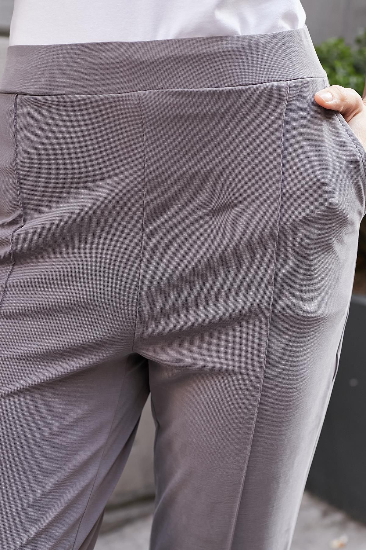 Jument-Women's Mod Algodon Silky Lycra Fabric with Pockets and High Waist Front Stitching Pantalon 5