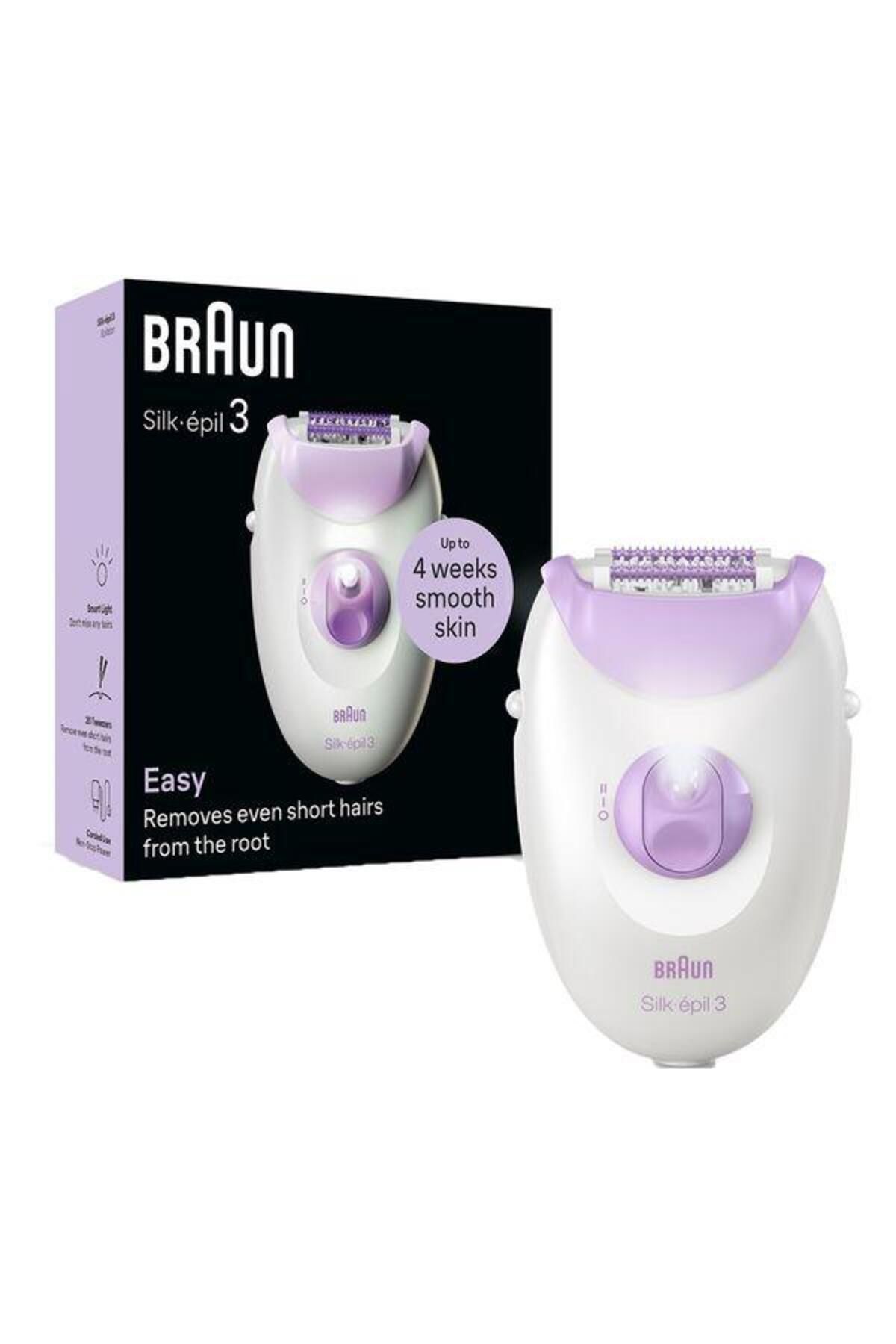 Braun-Epilator Braun Silk-epil 3 SE3-000, 20 pensete MicroGrip, 2 viteze, Smart Light (Alb/Violet) 2