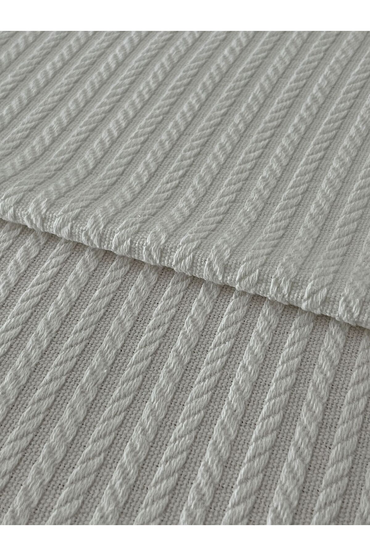 Zeren Home-Hair Braid Model Double Cotton Pique Cream 220 X 220 cm 3