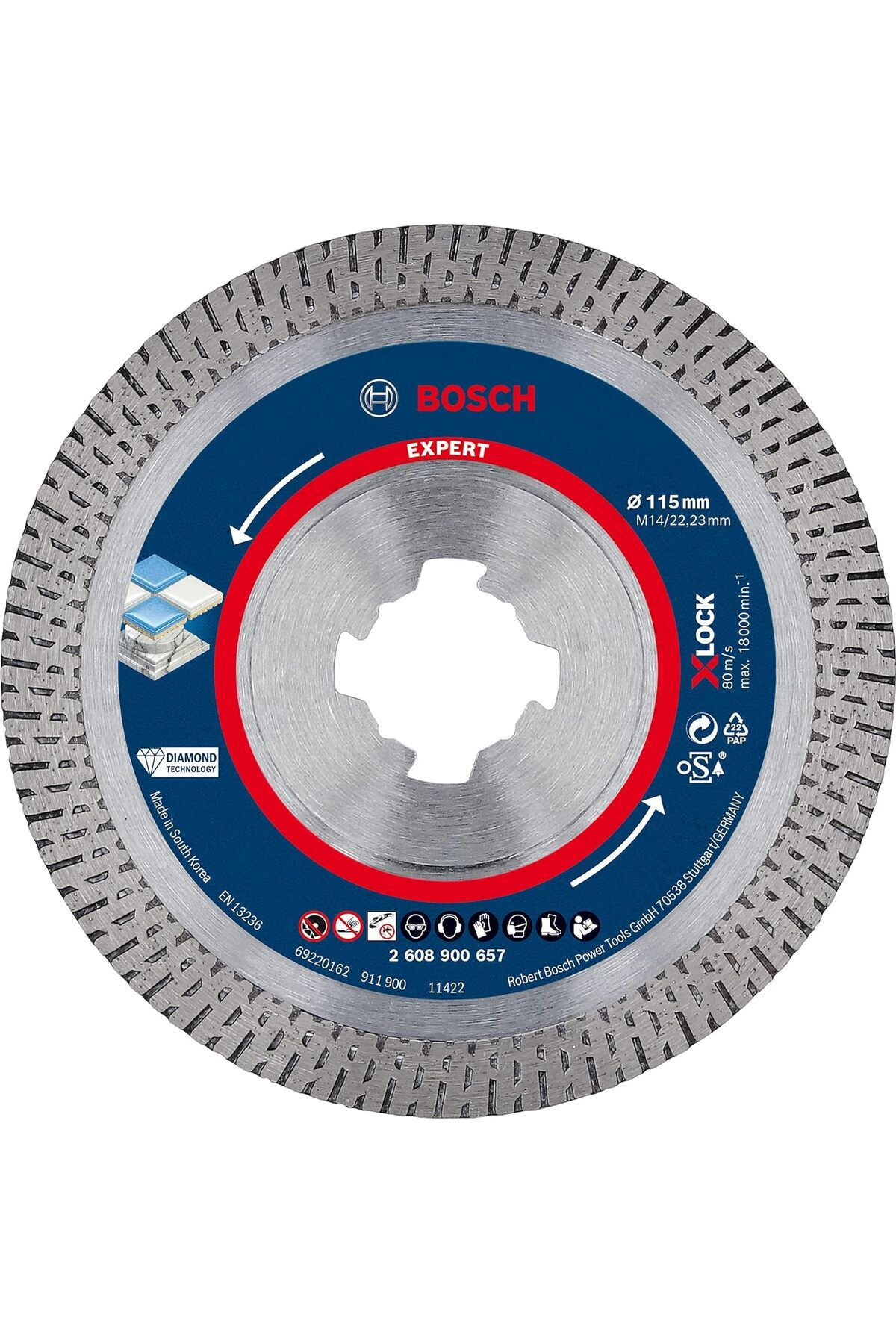 DERİK dsr Professional 1x EXPERT HardCeramic X-LOCK Elmas Kesme Diskleri (Sert fayanslar, Sert taş, Ø 11