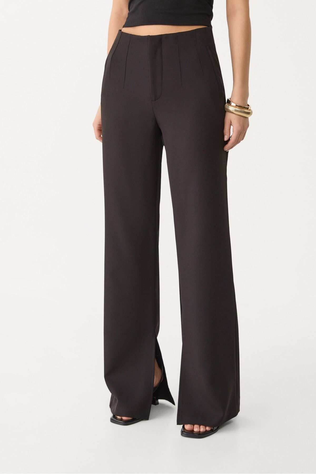 Stradivarius-Smart flared trousers with slit 2