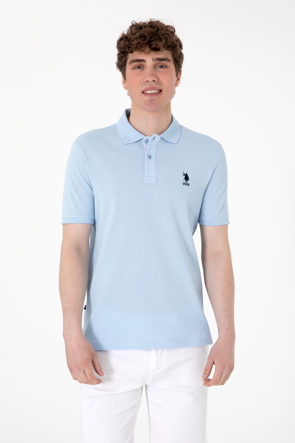 یو اس پولو تی‌شرت مردانه یقه گرد معمولی آبی روشن کد ۵۰۲۹۸۰۳۱-VR۰۰۳