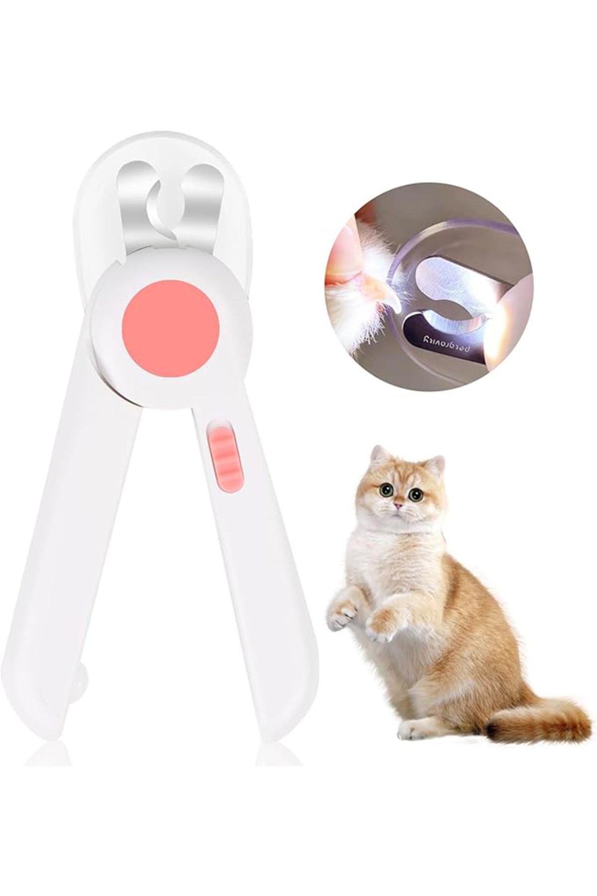 Monozone Işıklı Evcil Hayvan Tırnak Makası Törpülü Işıklı Taşınabilir Korumalı Kedi Köpek Makası