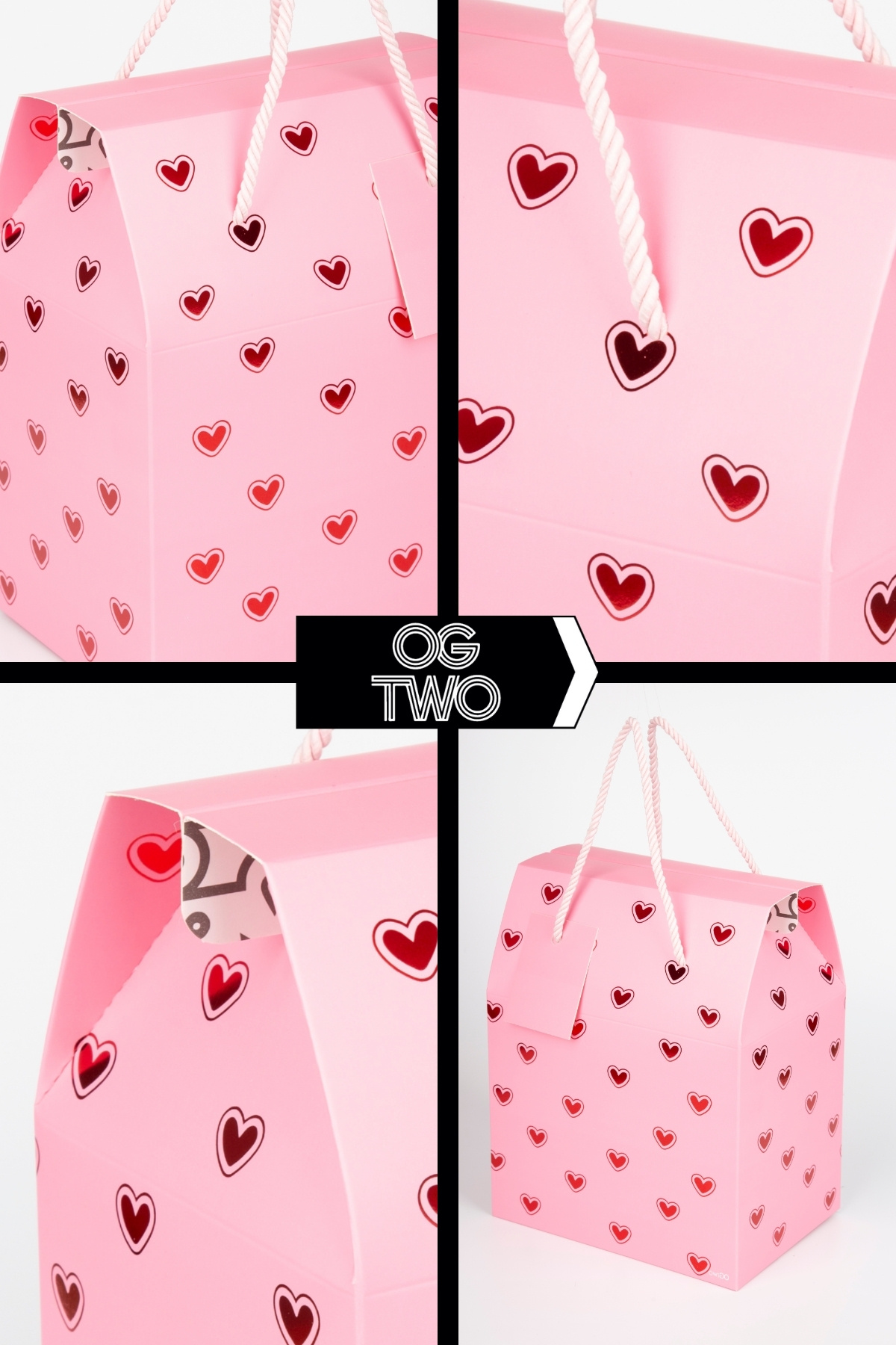 OGTWO Premium Konsept Tasarım Hediye Kutusu Sevgiliye Hediye Paketi Hediyelik Pembe Kalpli - 24x14x20cm fotoğrafı 2 (önizleme)