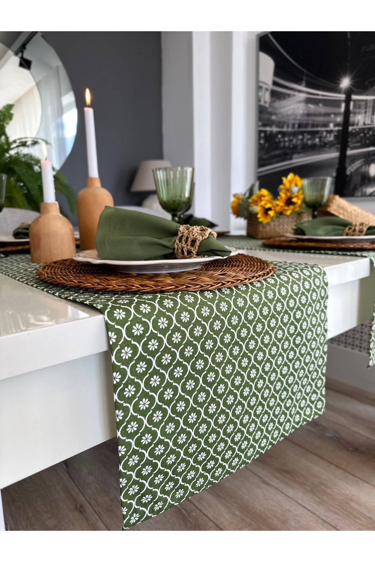 Decamor home Runner Scurt Cu Model Verde Rezistent La Pete - One Size