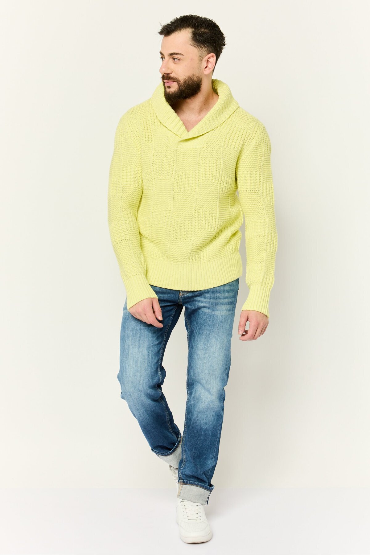 Esprit-Men V-Neck Knitted Sweater, Yellow 3