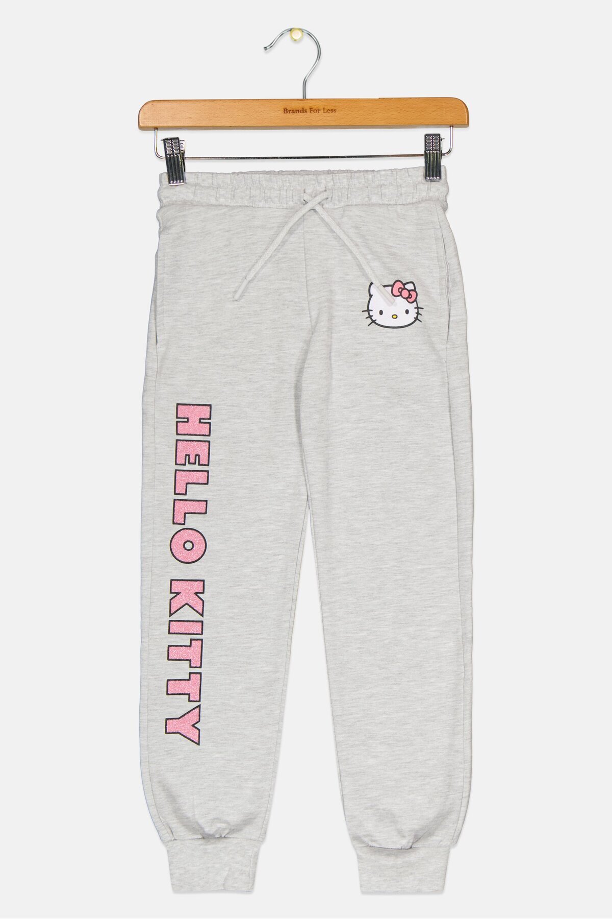 Hello Kitty-Kids Girl Brand Logo Jogger Pants, Grey 1