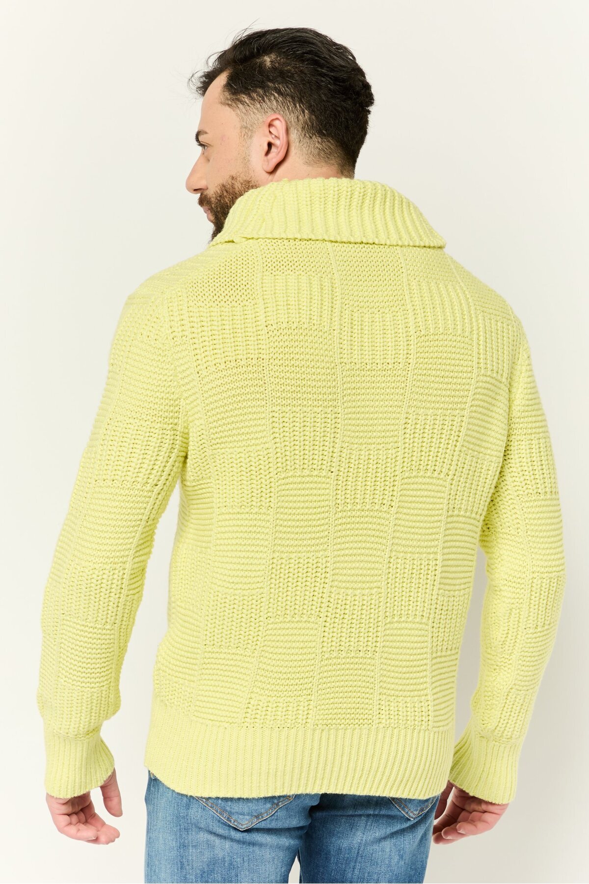 Esprit-Men V-Neck Knitted Sweater, Yellow 4