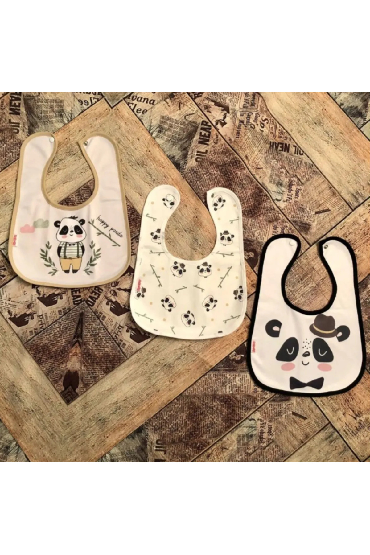 babyist Sevimli Panda Temalı 3'lü Bebek Mama Önlüğü Seti fotoğrafı 2 (önizleme)