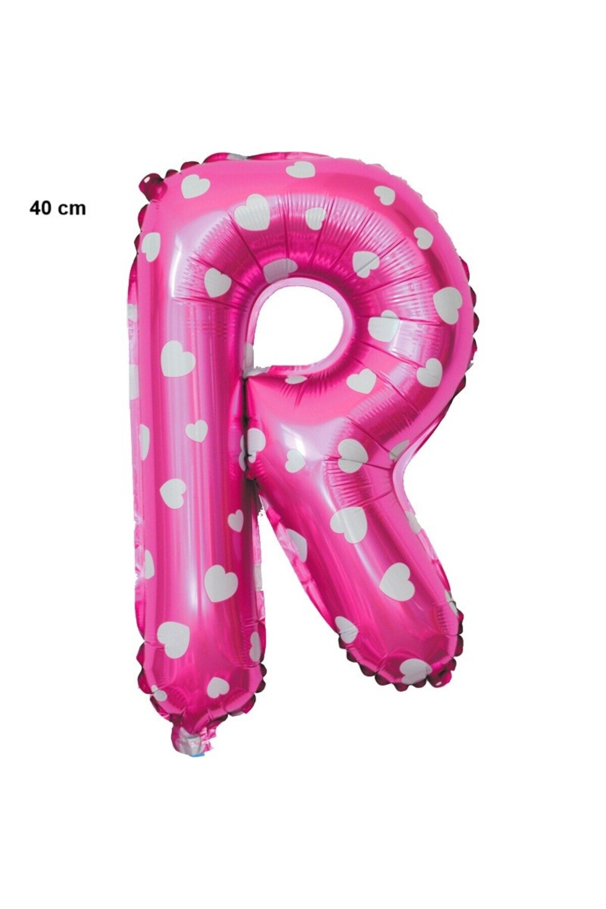 Flippy-Balon Litera R, Flippy, 40 cm, Cu Imprimeu Inimioare, , Pai inclus, Roz 2