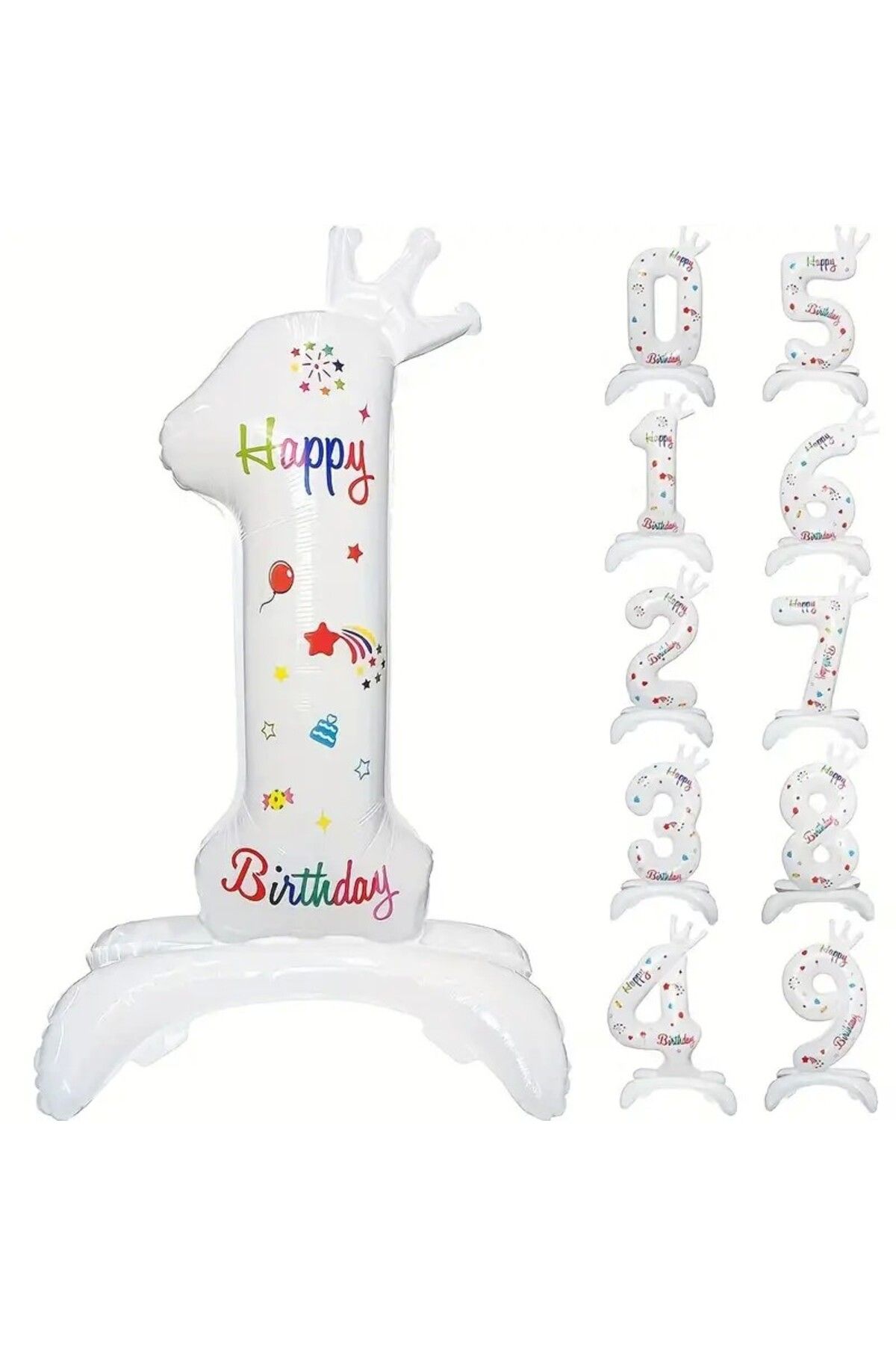 Flippy Balon, Flippy, Cifra, Model 1 Cu Happy Birthday Scris, 81 Cm, , Alb - One Size