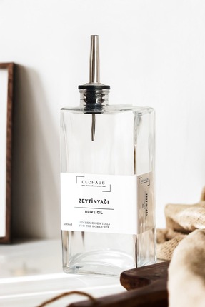 DECHAUS 2 Adet Gümüş Premıum Glass Yağdanlık 500 ml Zeytinyağı Sıvıyağ Şişesi...
