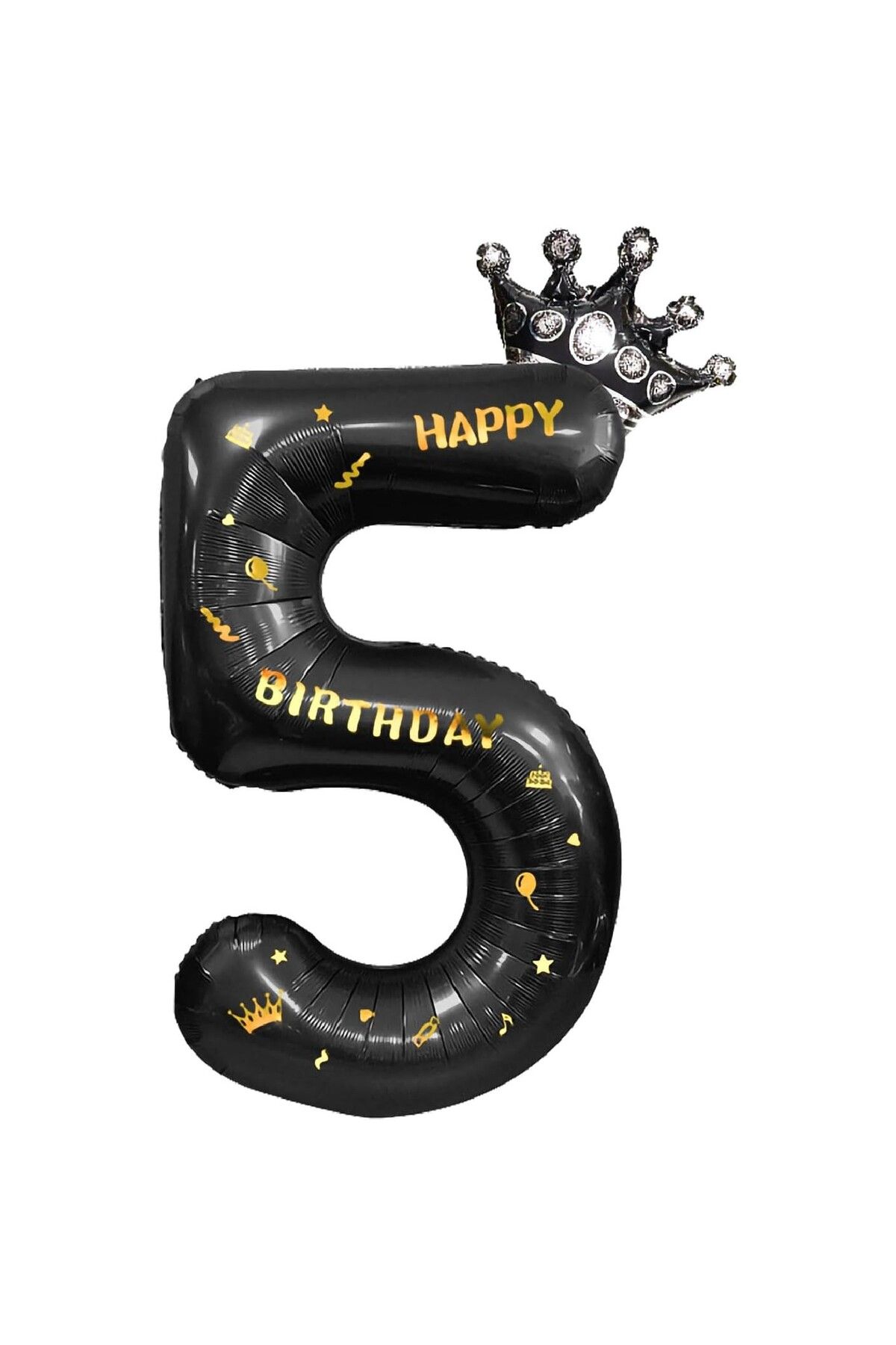 OEM Balon Din Folie Metalizata Figurina Cifra Si Coroana, Scris Happy Birthday, Tema Ani Unisex - 10