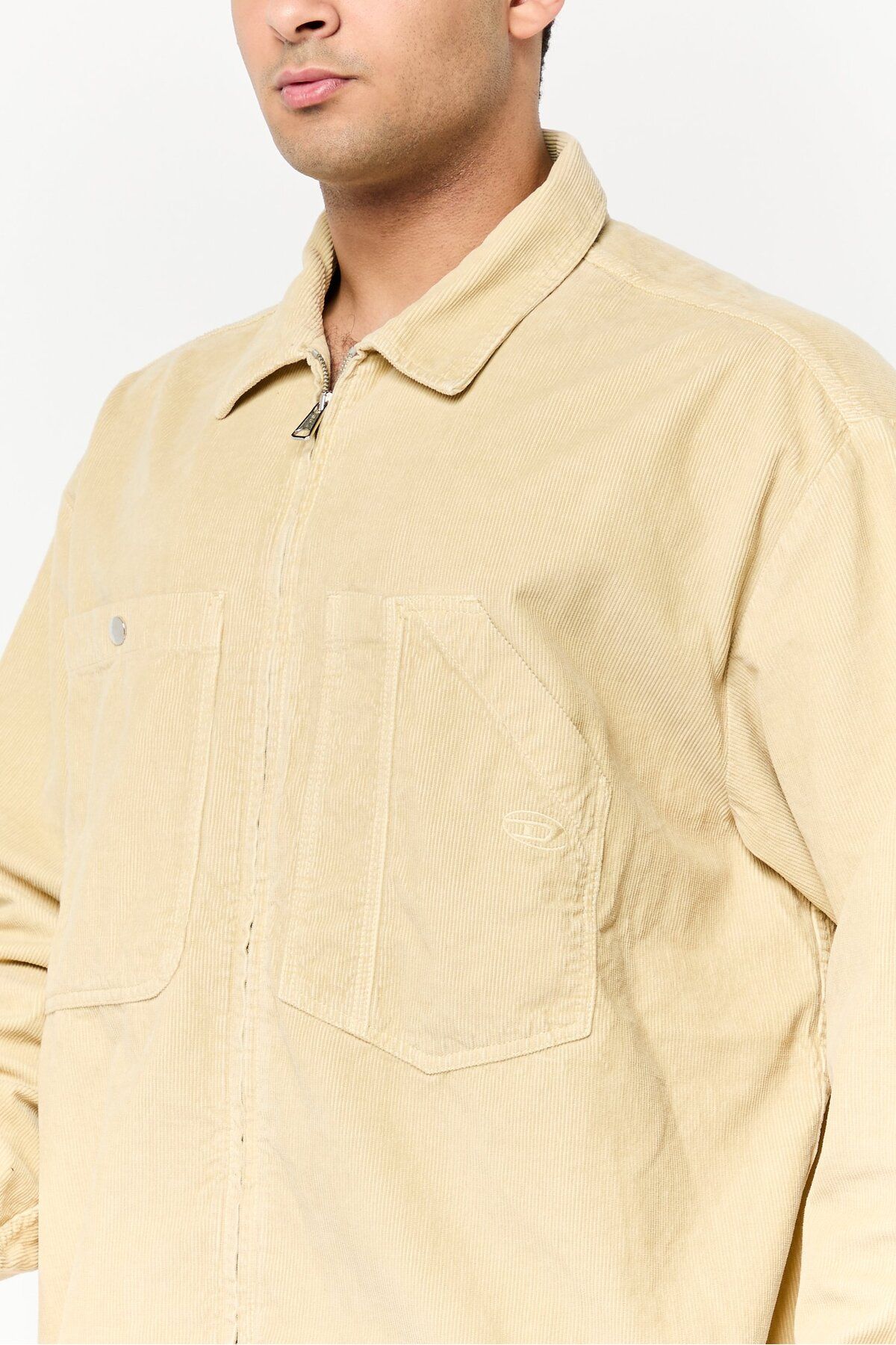 Diesel-Men Micro Corduroy Jacket Shirt, Khaki 3