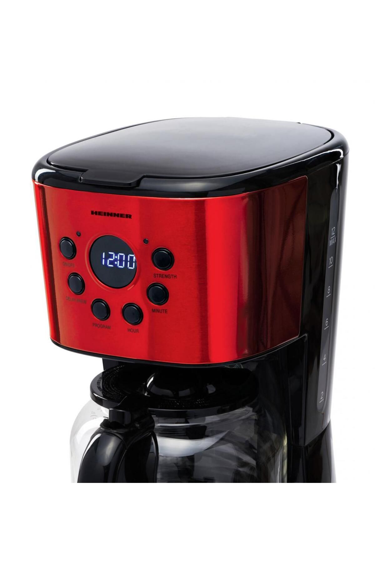 Heinner-Heinner HCM-1500RDIX Digital Coffee Maker 900 W, 1.5 L, Timer, Led Display, BPA Free, Red/Black 3