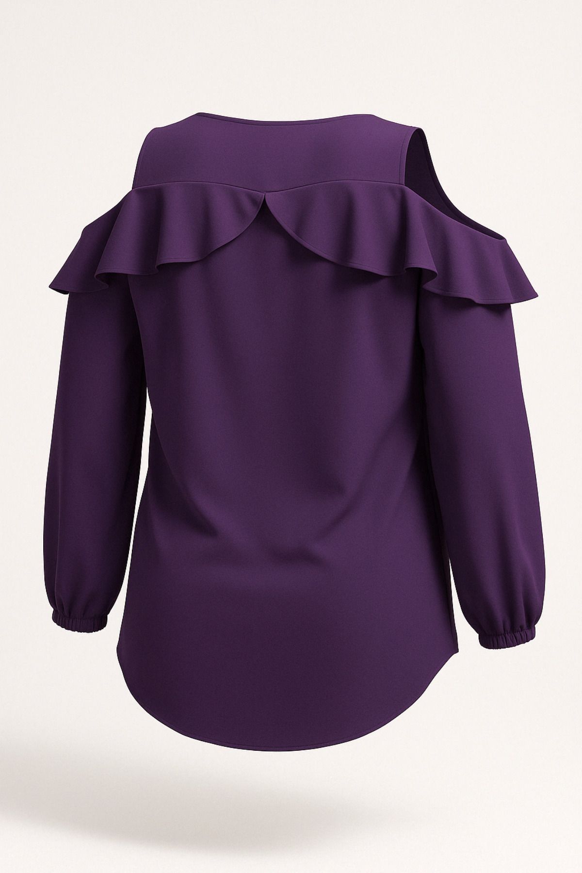 Hanezza-Plus Size Off-Shoulder and Ruffle Detailed Evening Blouse 2