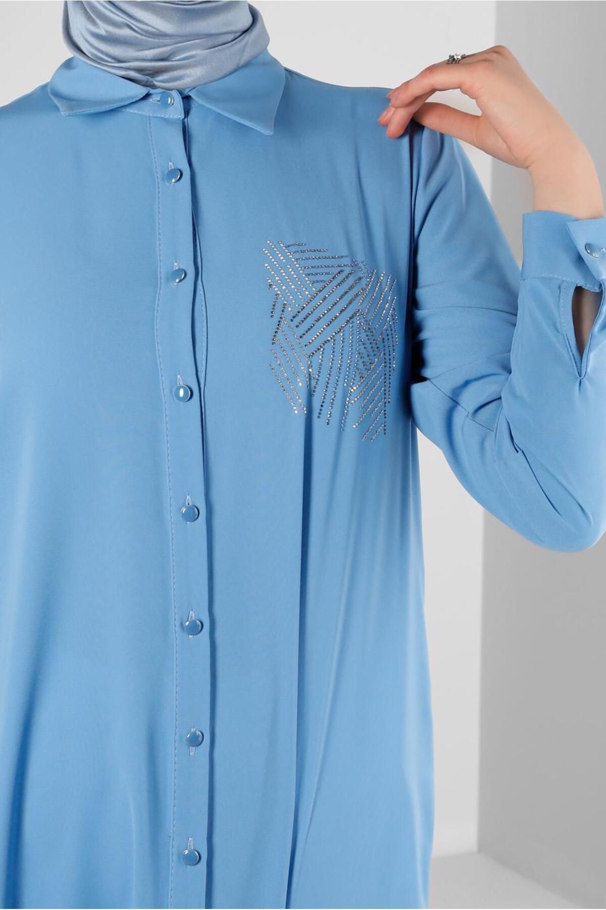Alvina-STONE PRINTED BUTTONED LONG TUNIC 43522 4