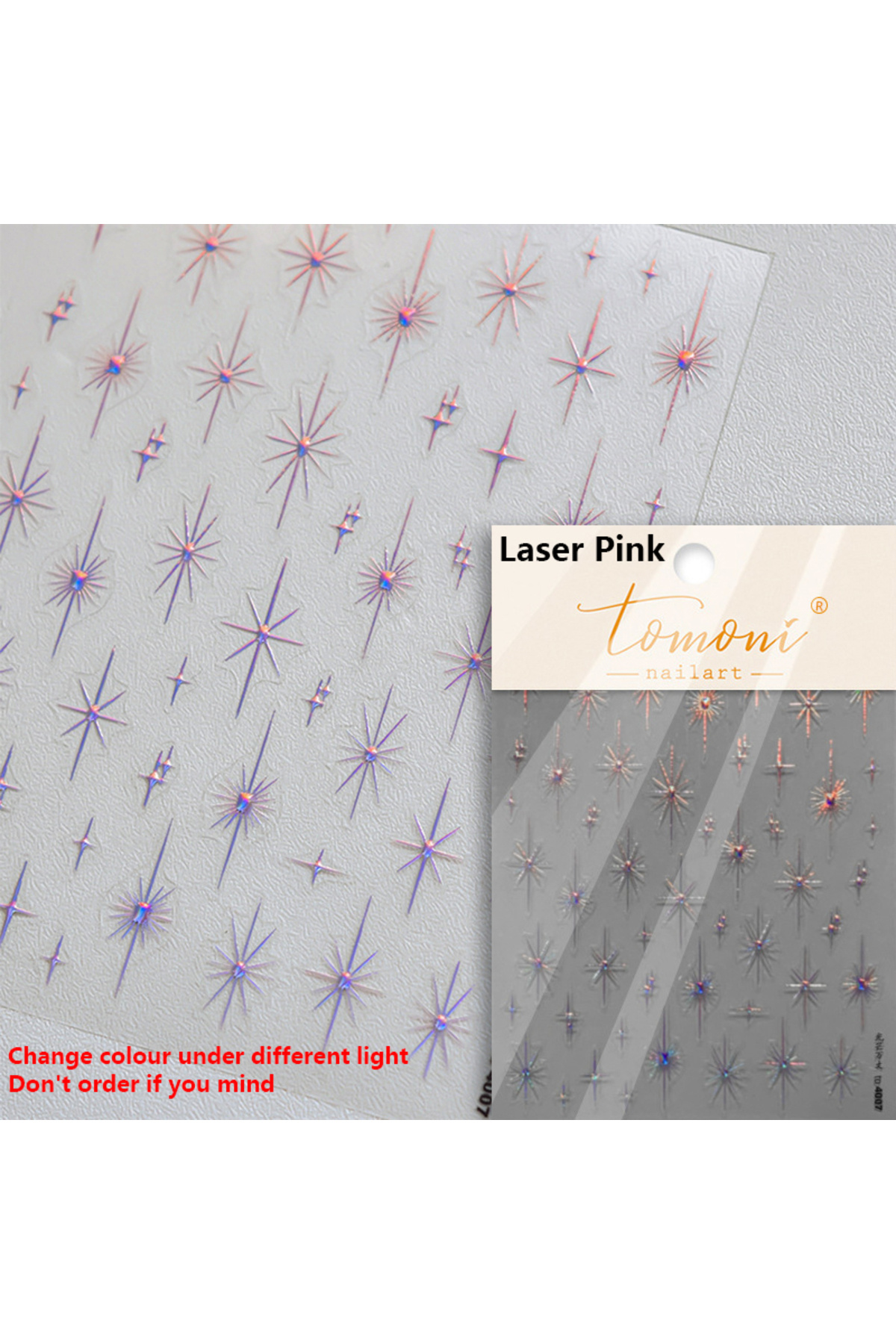 NAILFYOU-TO4007LSF Gold Silver Starlight Laser Pink Colorful Glitter Star Bronzing Rhinestones Relief Nail Ar 1