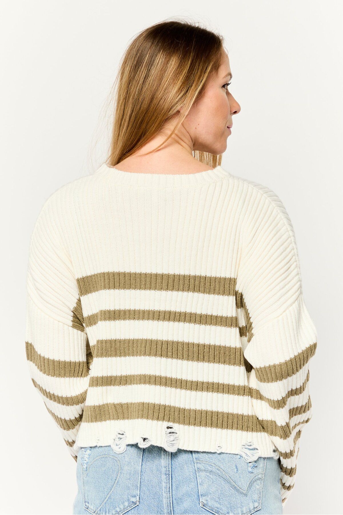 Don't Call Me Jennyfer-Women Ribbed Neck Stripe Sweater, Multi Color 4
