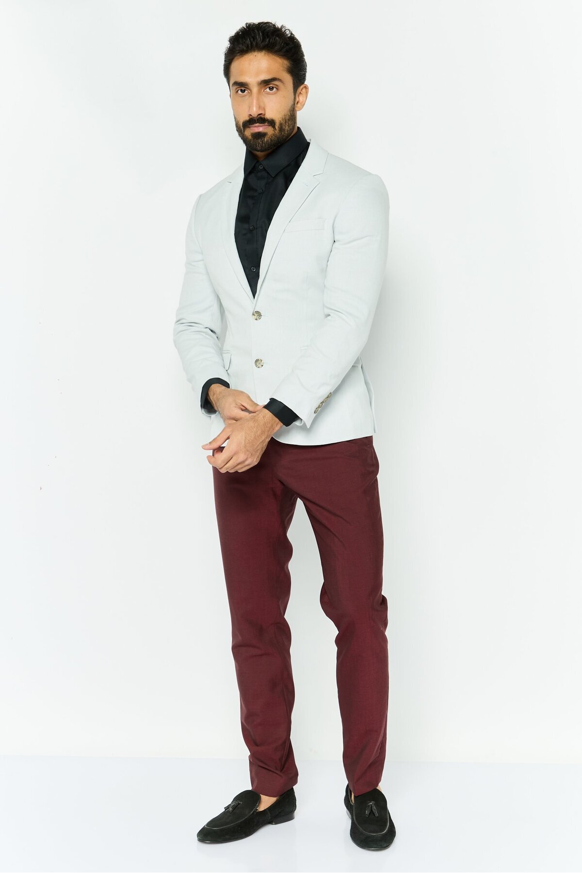 Asos Design-Men Slim Fit Solid Formal Blazer, Light Grey 2