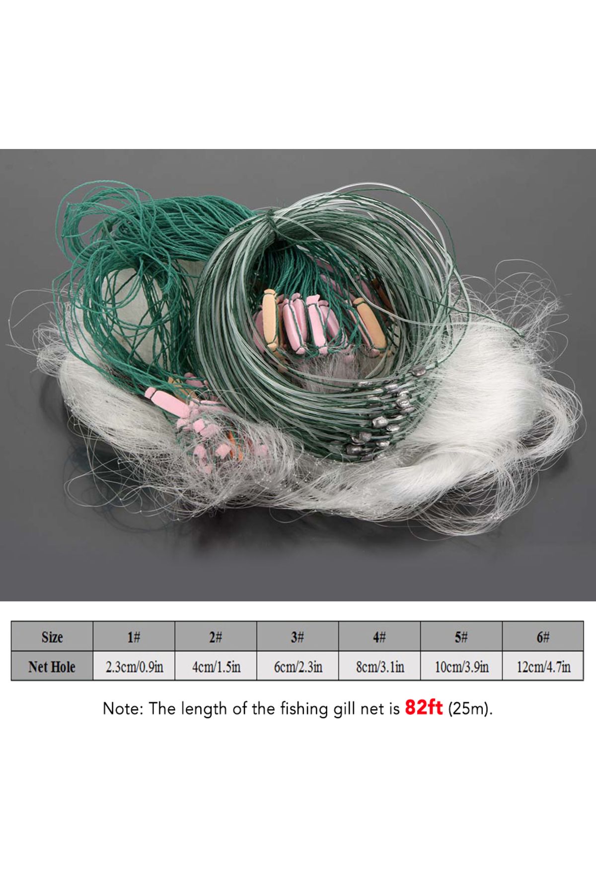 Choice-Size 2 Lixada 25m 3 Layers Fish Net Monofilament Fishing Fish Gill Net with Float Lightweight Fishin 1