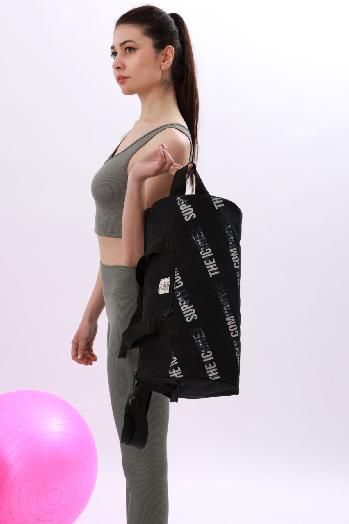 ICONE BAG-حقيبة رياضية للجنسين - موديل اسطواني، مطبوعة، جيب، مقبض وحزام قابل للتعديل 7