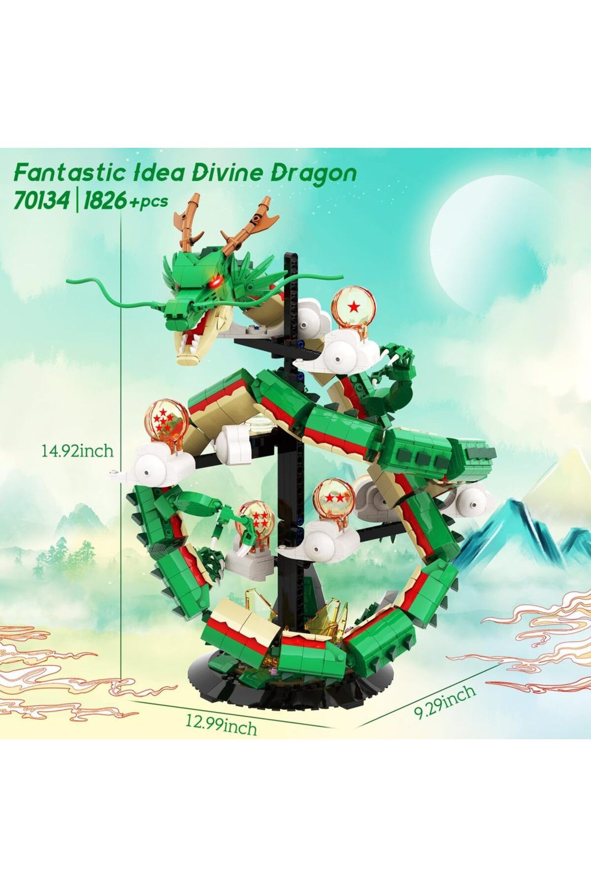 Choice-No Display Box 1826Pcs Divine Dragon Building Blocks Model Adults Collectible Idea Dragon Building K 1
