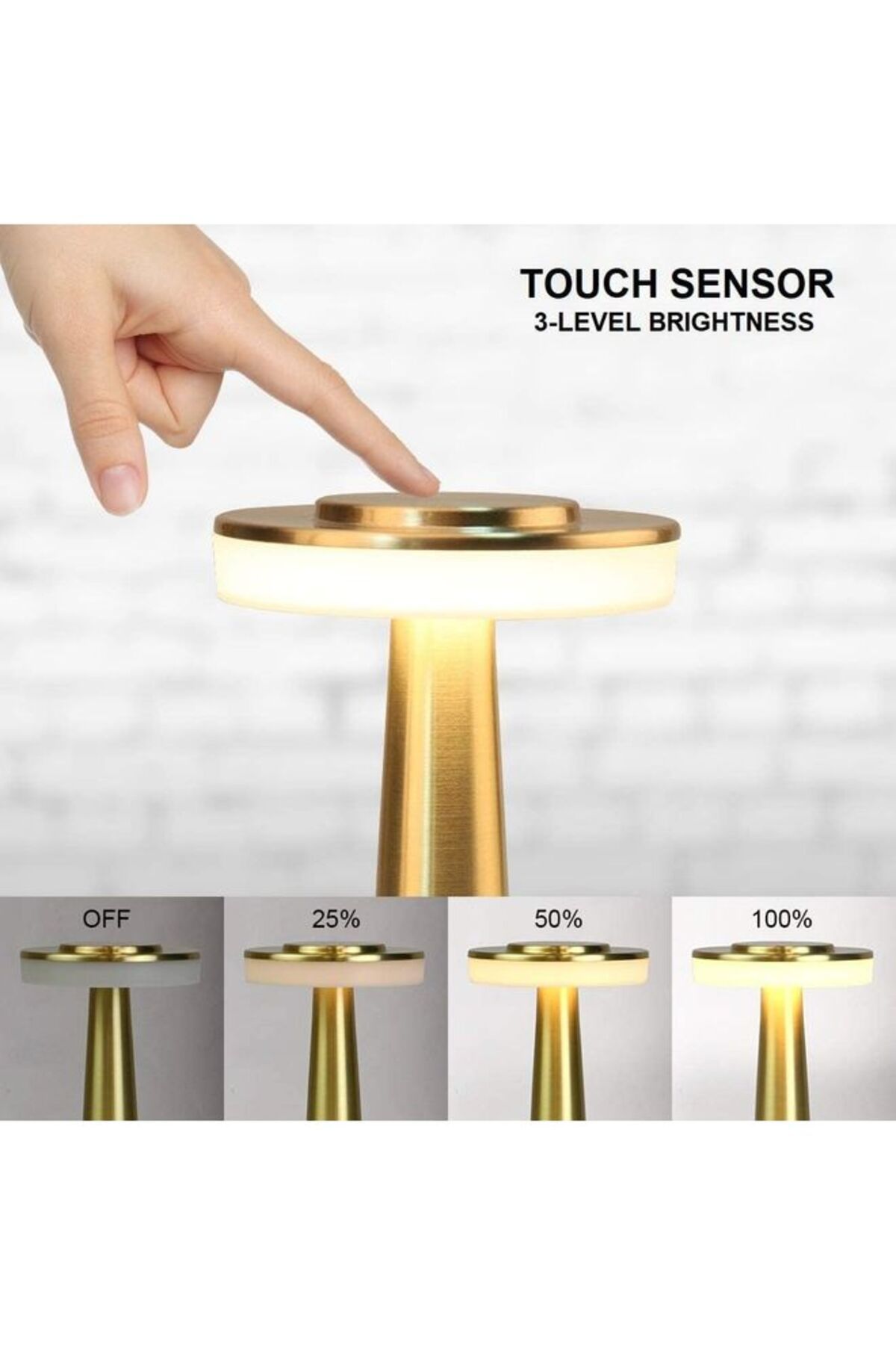 COOYA-Portable LED Table Lamp With Touch Sensor Gold 21x9cm 6